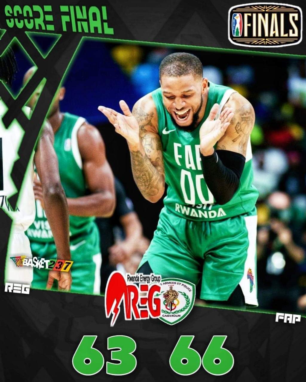 FAP Basket Ball Messieurs du Cameroun  terrorise le REG devant le Président du Rwanda Paul Kagame