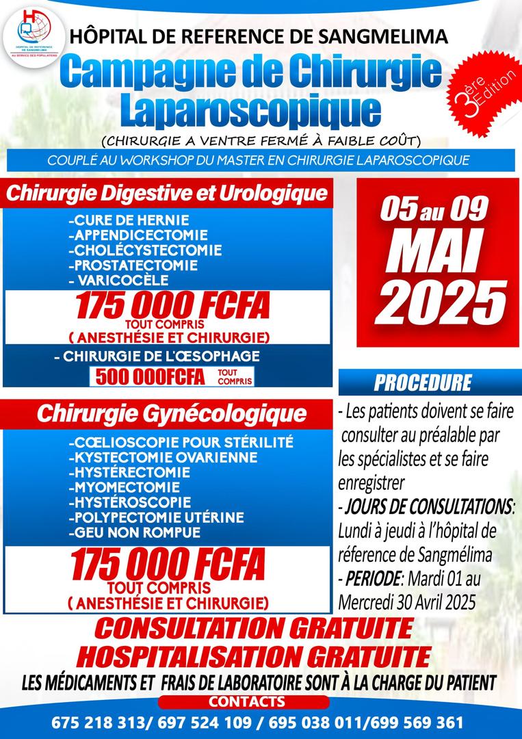 Cameroun : Chirurgie à ventre fermé à faible coût à l’Hôpital de Référence de Sangmelima
