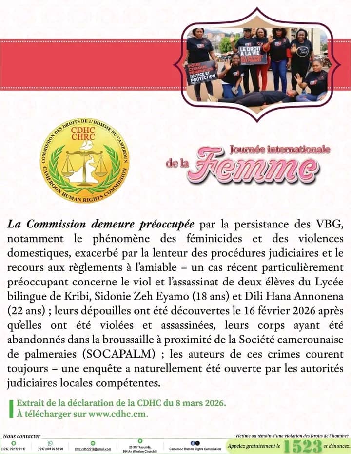 Droits des femmes au Cameroun : la Commission nationale appelle à renforcer justice et égalité