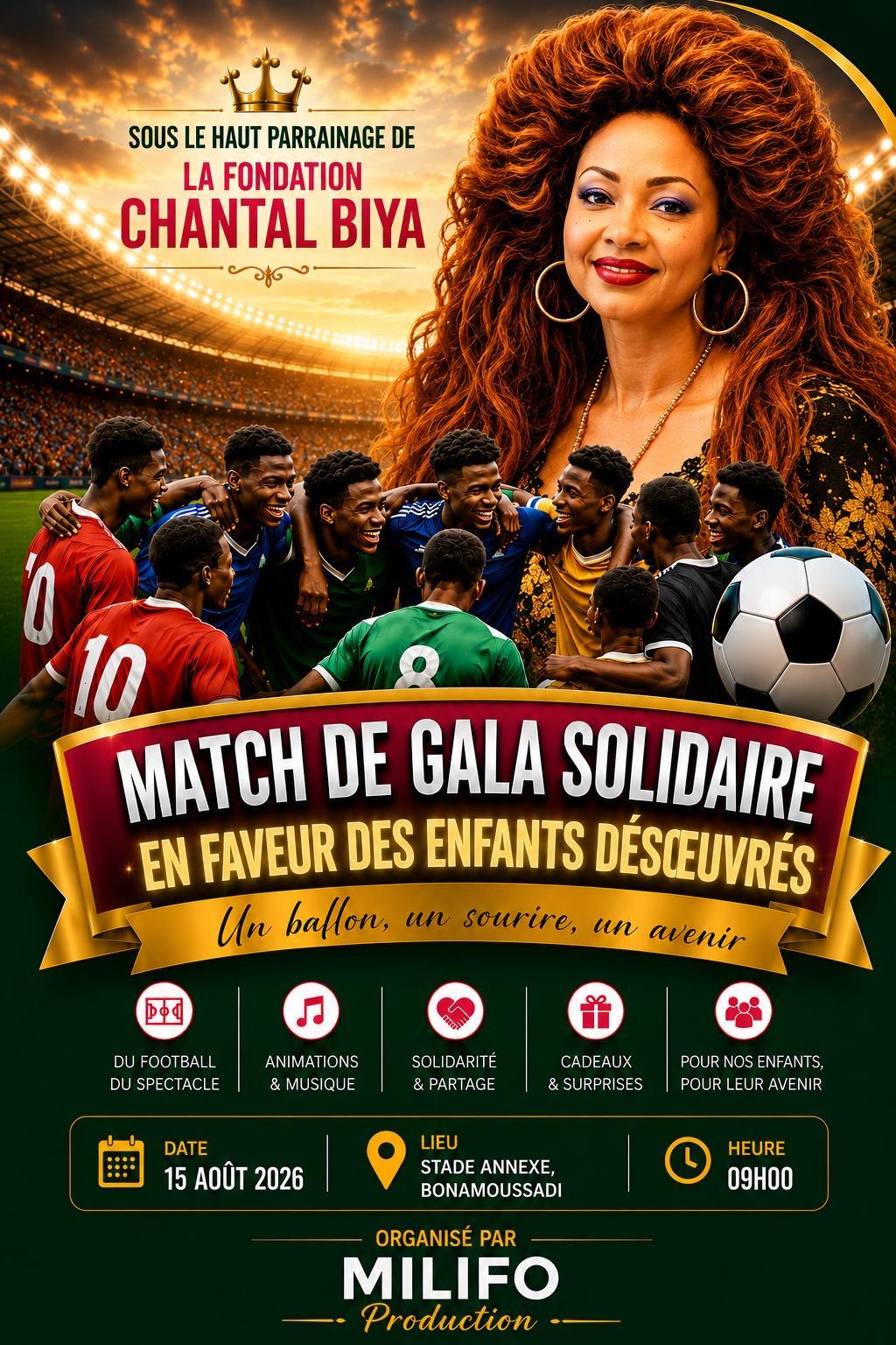 Sous le Haut Parrainage de la Fondation Chantal Biya – MILIFO Production de l’écrivaine Michèle Bilong initie un Match de Gala pour les Enfants désœuvrés de Douala